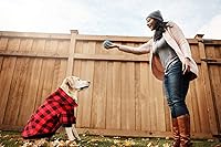 Vista 5 de Sudadera con Capucha de Cuadros Rojos para Perros Grandes, Ropa para Mascotas con Capucha y Bolsillo (L)