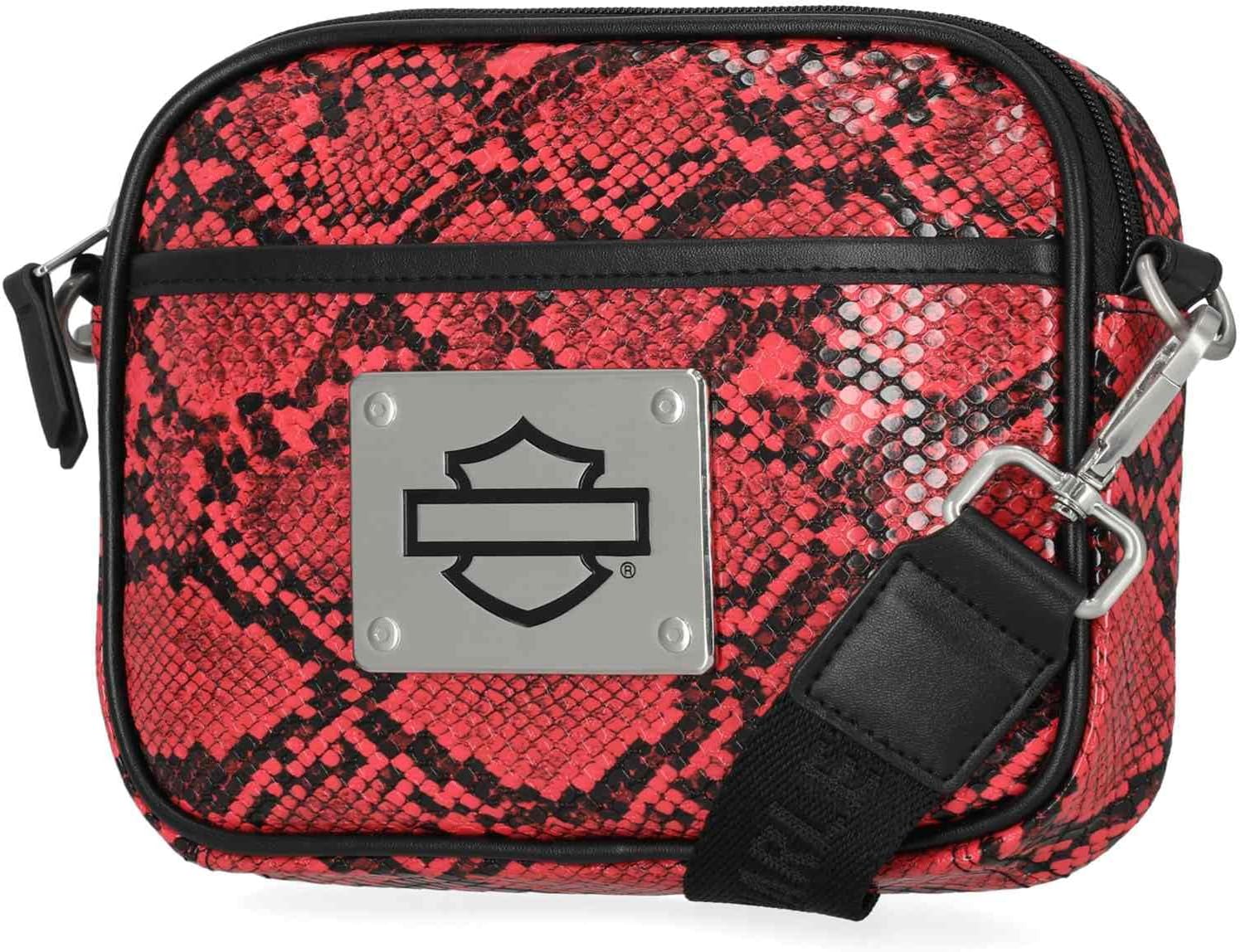 Harley-Davidson Women's Python Print B&S Logo Crossbody Belt Bag, Pink