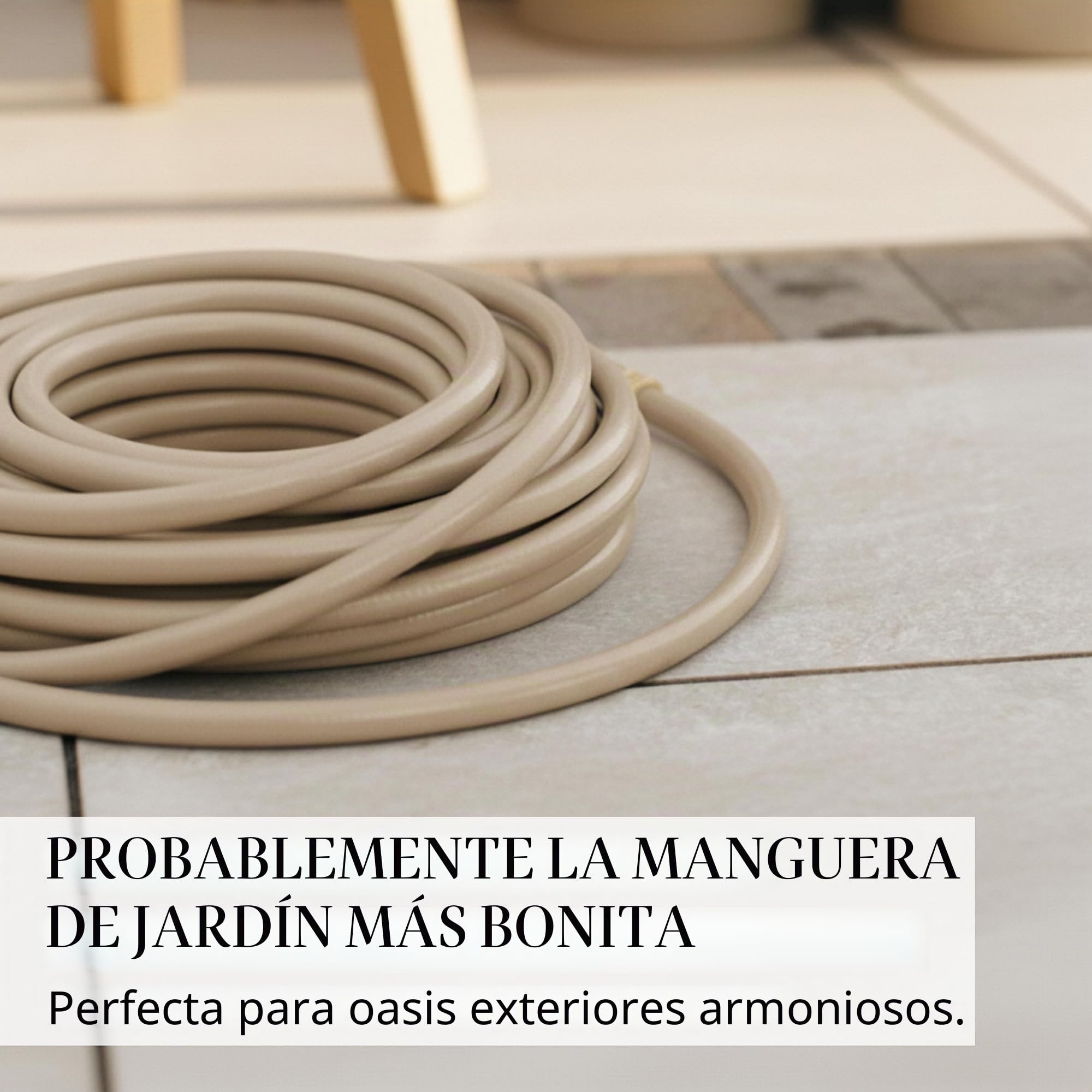 LIVLIG Manguera Jardin 10m – Manguera de Riego Flexible, 60% Reciclado, Resistente UV, Antitorcion, 1/2 Pulgada, Beige