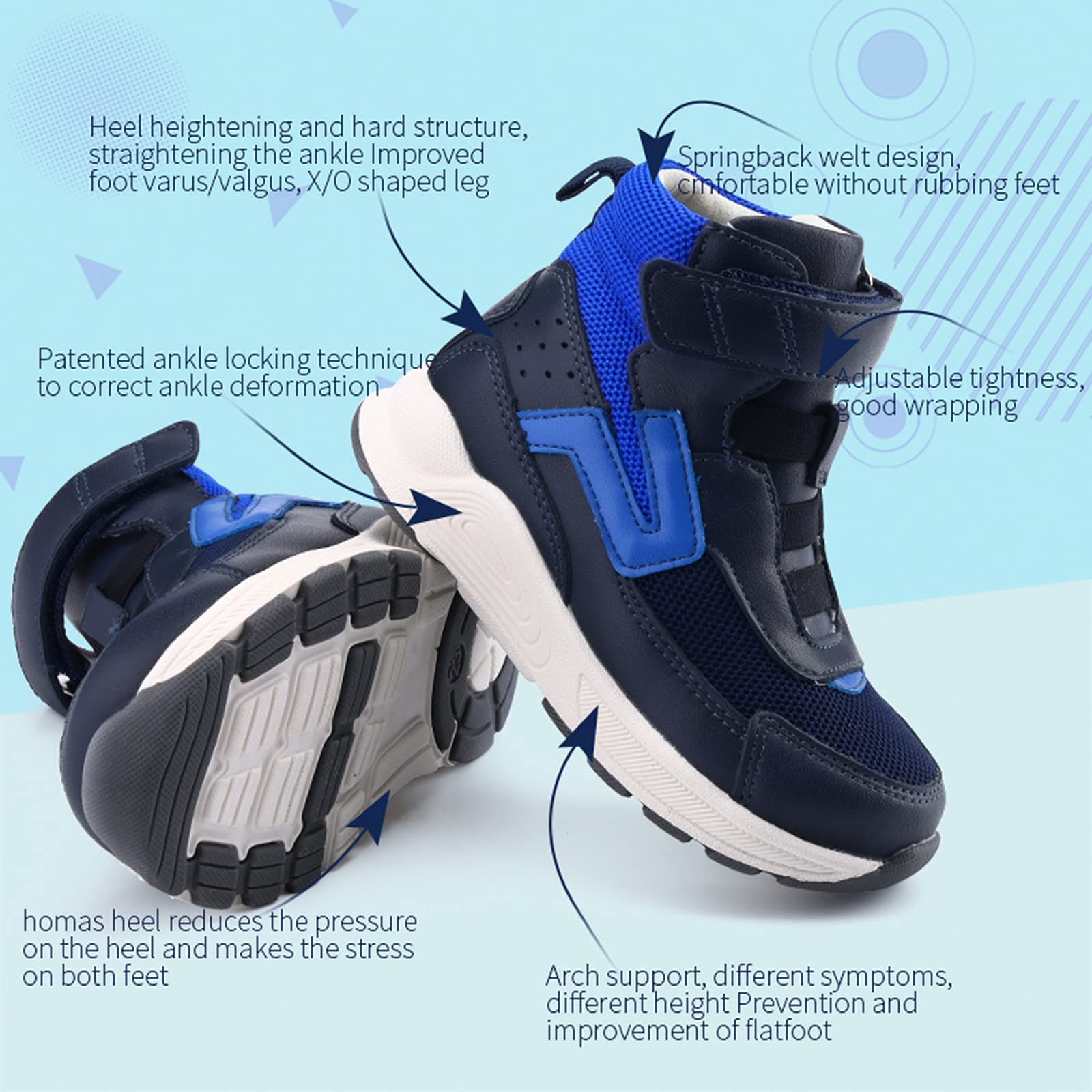 Scarpe Ortopediche per Bambini e Ragazzi,Scarpe da Ginnastica con Supporto per L'Arco e la Caviglia per i Piedi Piatti delle Ragazze e dei Ragazzi e per Il Piede varo/varo