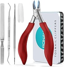Red Heavy Duty Professional Toe Nail Clippers - Ingrown Toenail Treatment & Thick Nails, Large Toenail Scissors with Safety Long Strong Handle