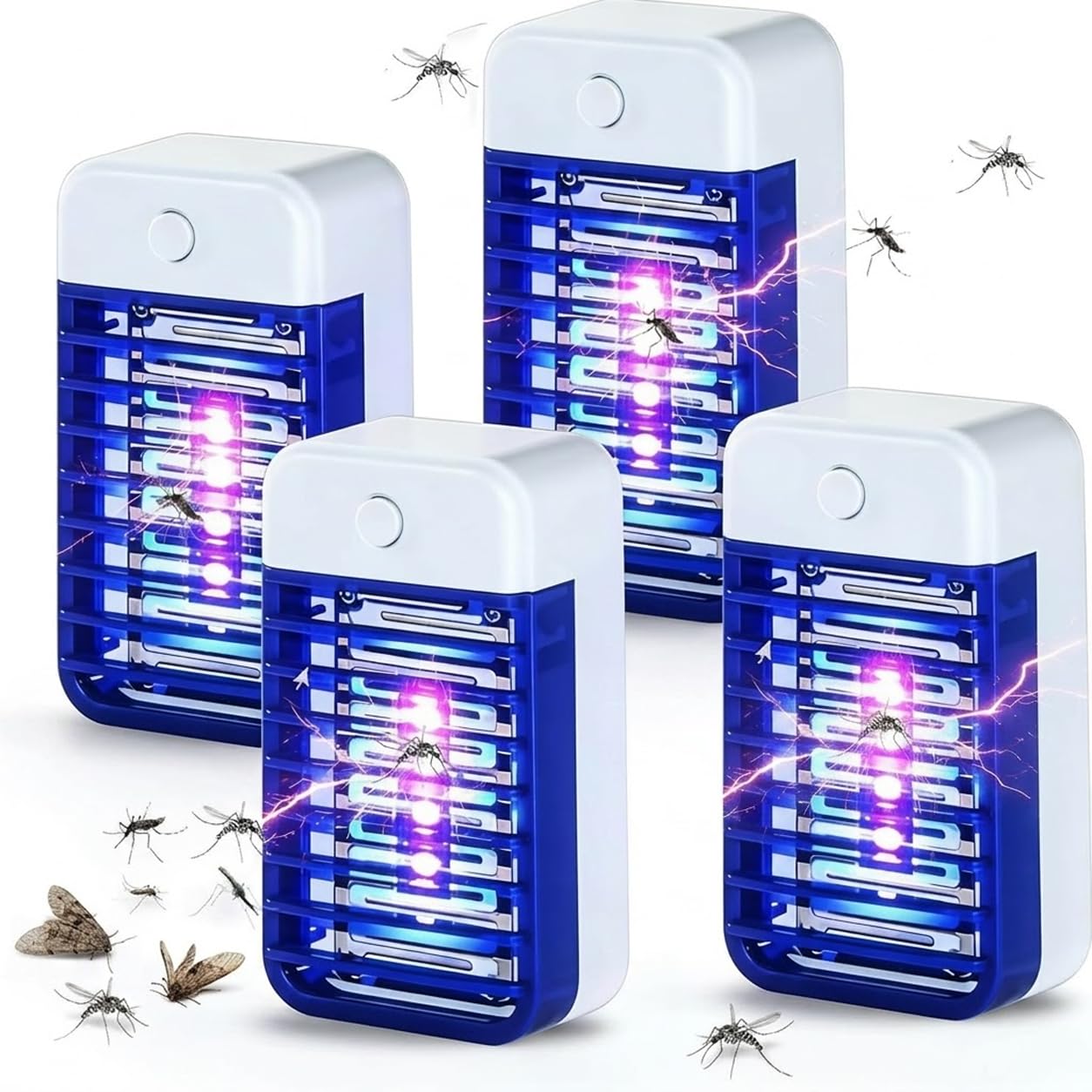 Bug Zapper Indoor, 4 Pack Fly Zapper Electric Indoor UK with UV Lamps, Fly Zapper Plug In for Flies Mosquitoes Moths, Mosquito Killer Lamp for Kitchen Bedroom