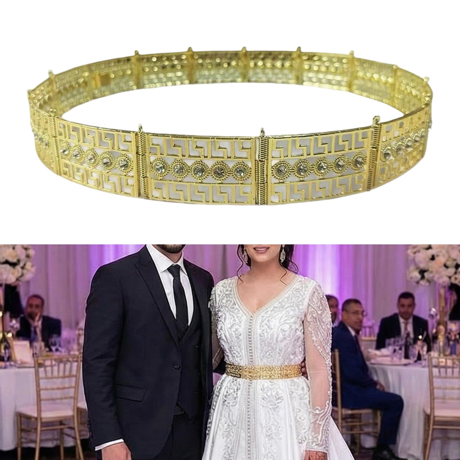 Blingbling - Cinturón de cintura con cadena de cristal para vestido de novia, accesorios de boda