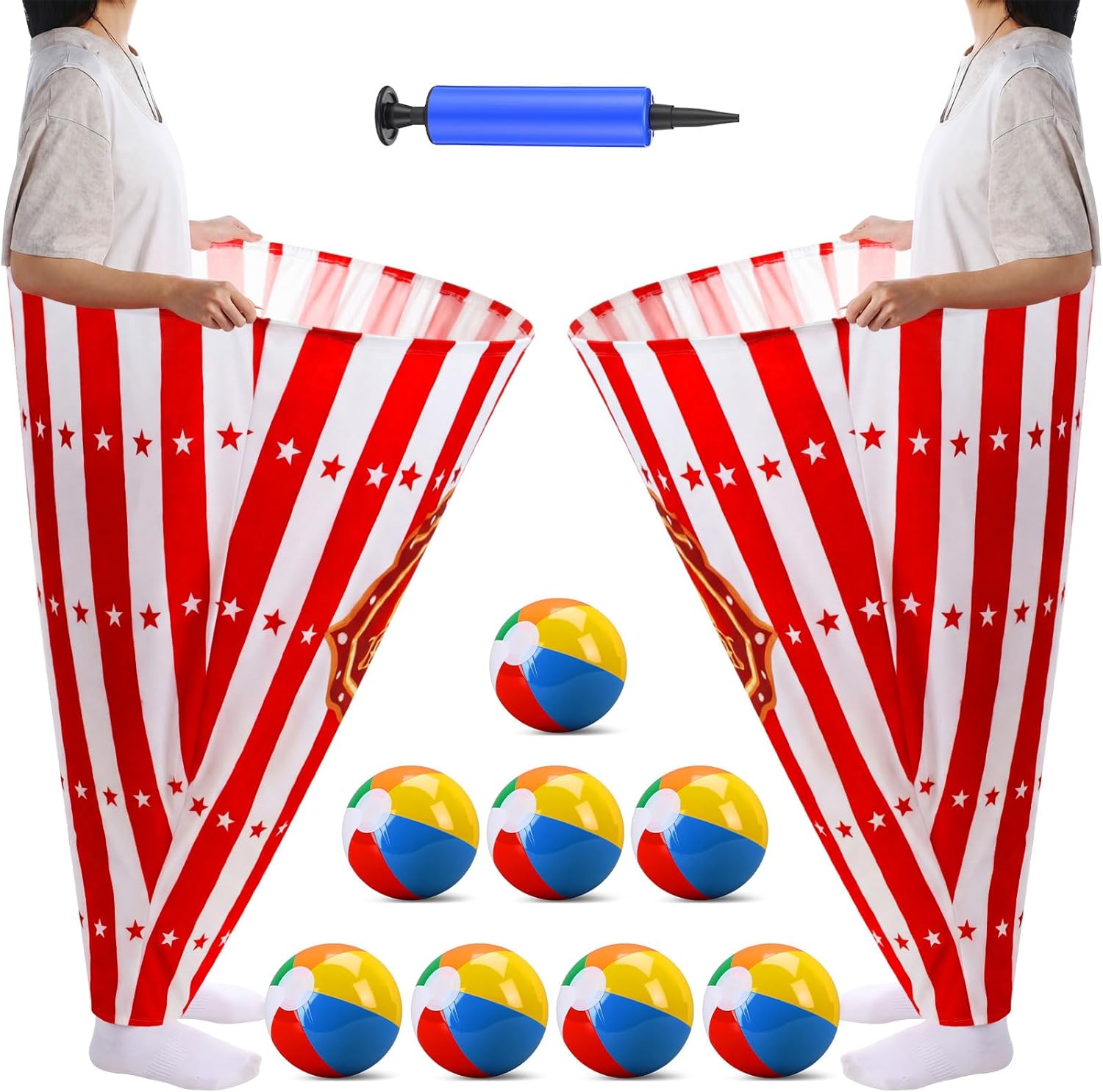 Leitee 11 Pcs Granny Pants Yard Game Games Set Oversized Pants with Bouncy Balls and Air Pump Outdoor Tossing for Basketball Party Supplies Sport Play Adults Fun Family Reunion Gatherings