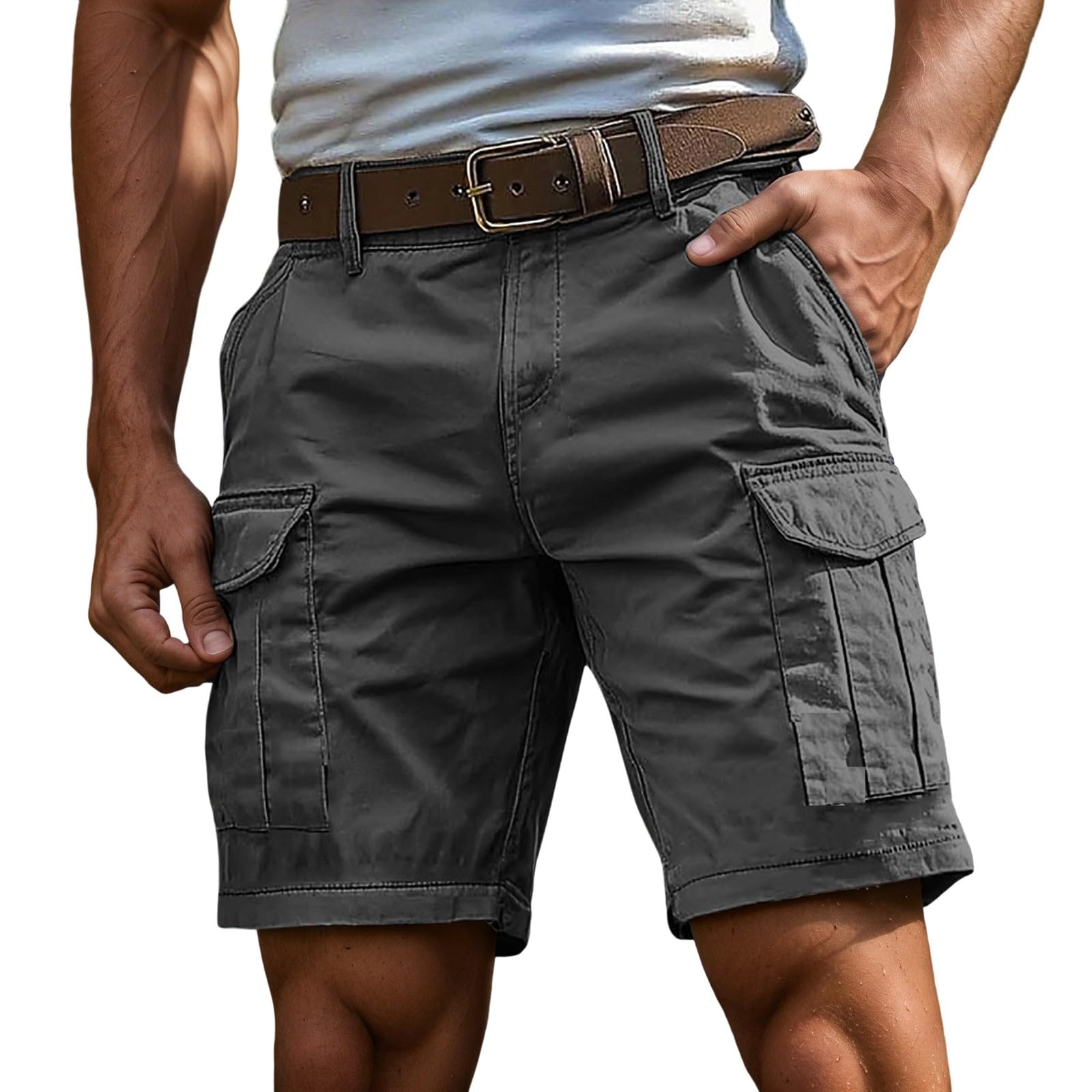 Pantalones Cortos Hombre Cargo Bermudas de Trabajo Deportivos Hombre Verano Cargo Cortos Casual Bermudas Shorts Running Deporte con Múltiples Bolsillos - 3