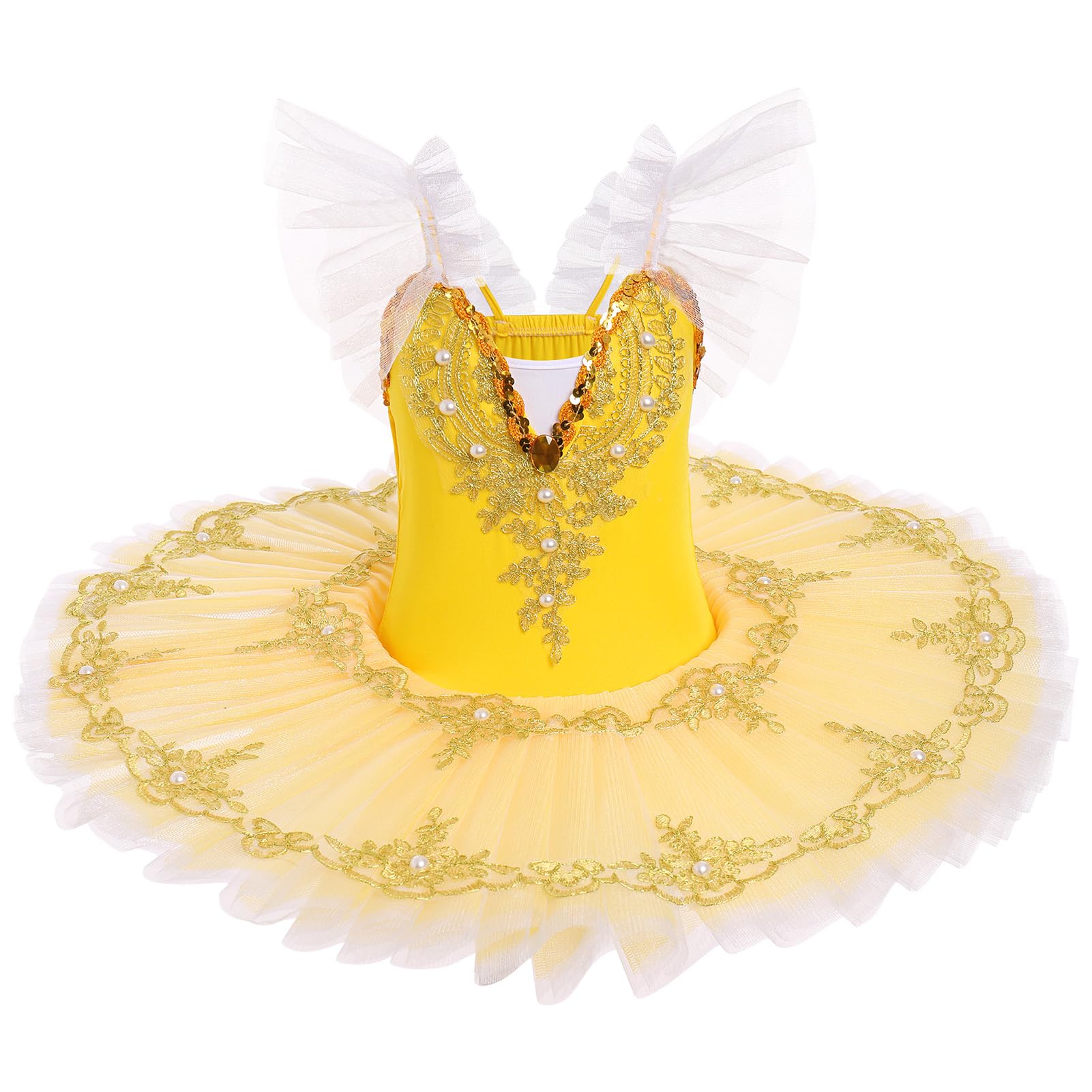 IDOPIP Vestito da Balletto Bambino: Tutu Danza Classica Ragazza Body Danza Ragazza Ballerina Costumi Paillettes Ricamo Senza Maniche Vassoio Tutu - Spettacolo Di Balletto Danza