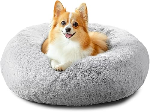 Miniatura 1 de JOLLYVOGUE - Cama calmante para perros y gatos pequeños y medianos, antiansiedad, redonda, suave, acogedora, base antideslizante, afelpada, de pelo