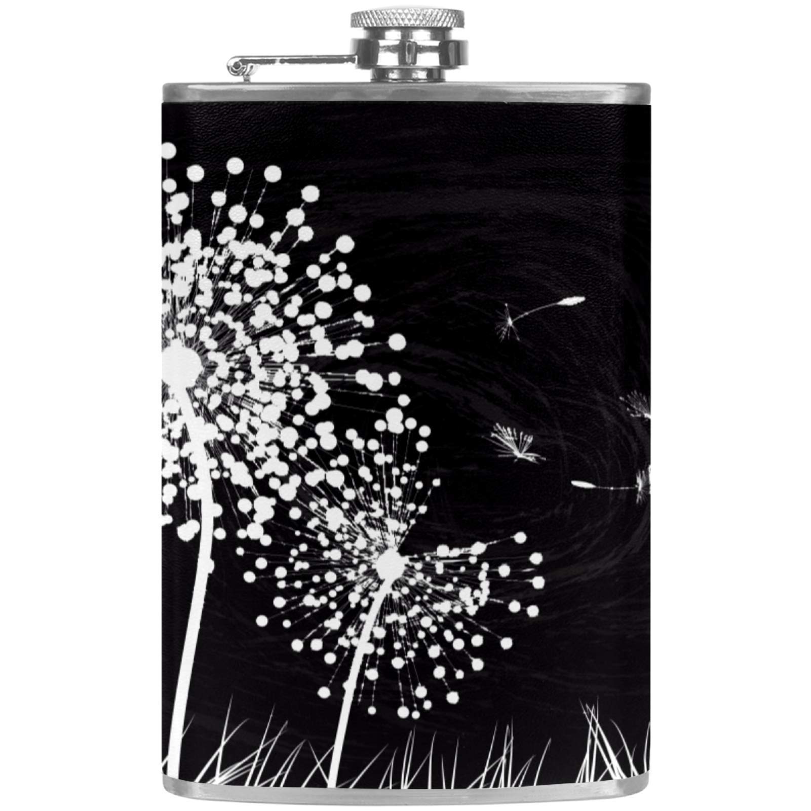 Flasque à whisky de poche en cuir noir et blanc avec son entonnoir de camping