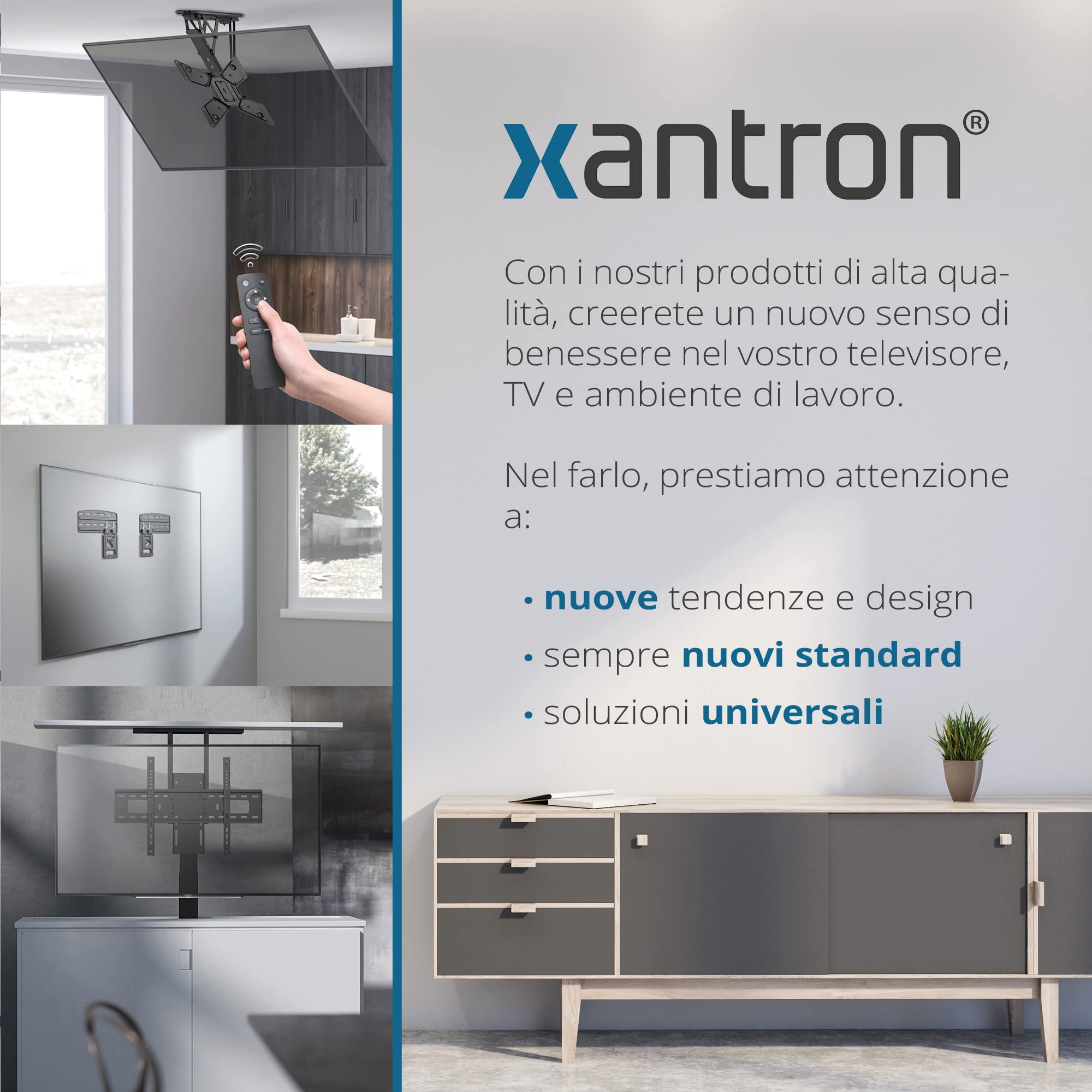 Xantron® STRONGLINE-42 Staffa TV fissa 37-75 pollici/VESA 200x200 a 600x400 / Supporto TV universale max. 50kg / Staffa TV slim - incl. materiale di montaggio