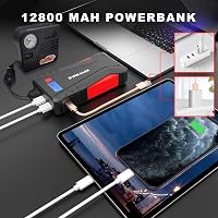 DINKALEN DN100 Hordozható Autós Bikázó 800A, Powerbank Funkcióval, 7.0L Benzin/5.5L Dízel Motorokhoz, LED Lámpával, Fekete-Piros 3