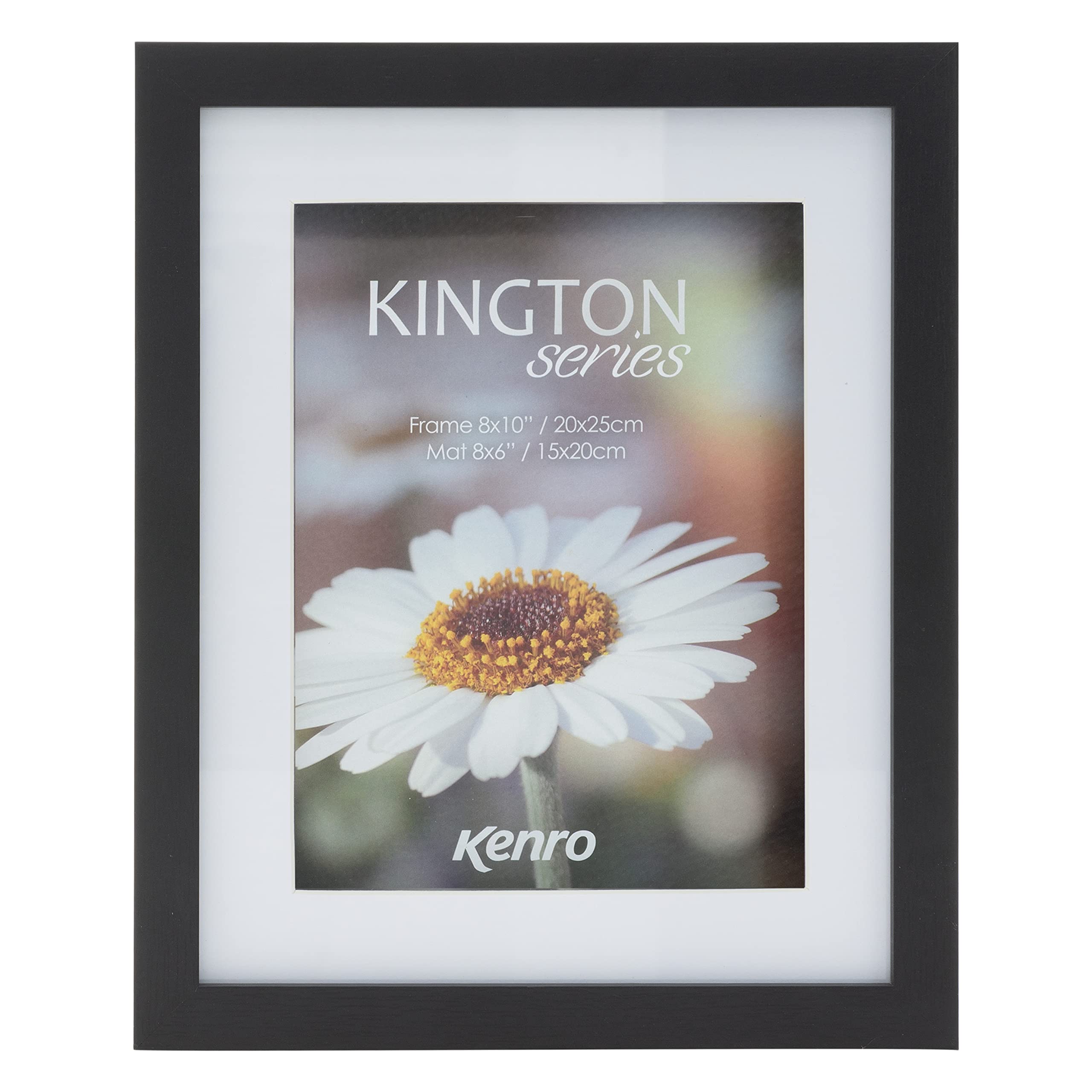 Kenro Kington Series Black Photo Frame 7x5" / 13x18cm Shadow Box Frame with White Mat - KGN1318B