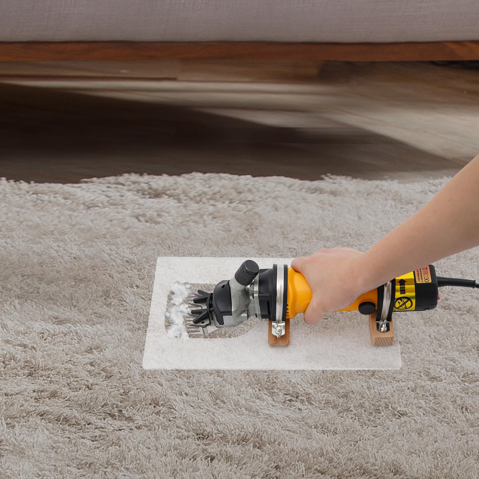 Cortacésped eléctrico para alfombra YUYUZI, 690W, velocidad ajustable, baja vibración