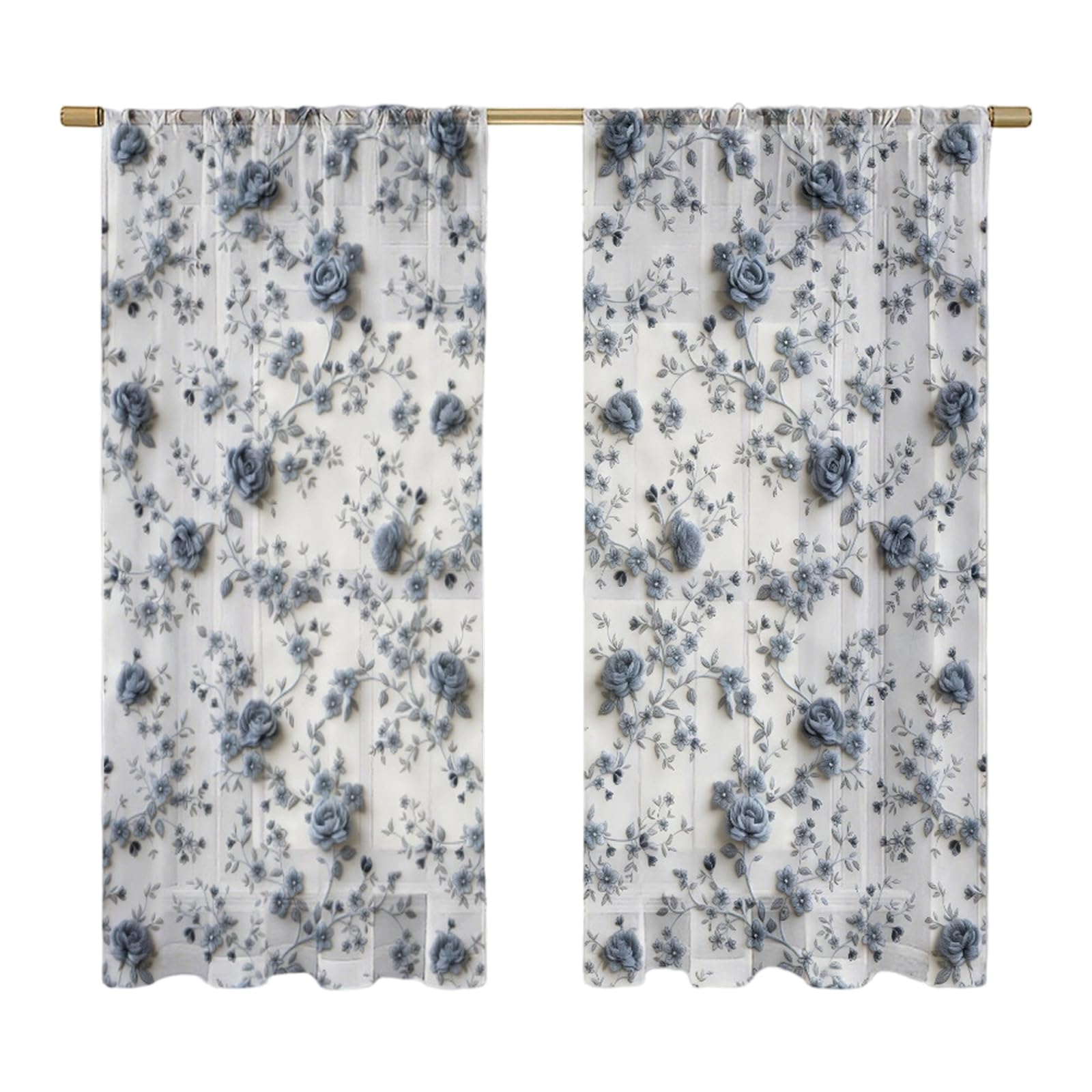 Elnwnnkc Pattern Window Curtain Polyester Sheer Panel with Rod Pocket for Living Room Bedroom Sheer Privacy Window Screen