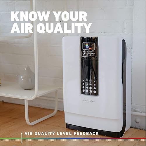 Miniatura 5 de HATHASPACE Purificador de aire inteligente para el hogar dormitorio con filtro de aire HEPA verdadero para alérgenos mascotas humo limpiador de aire