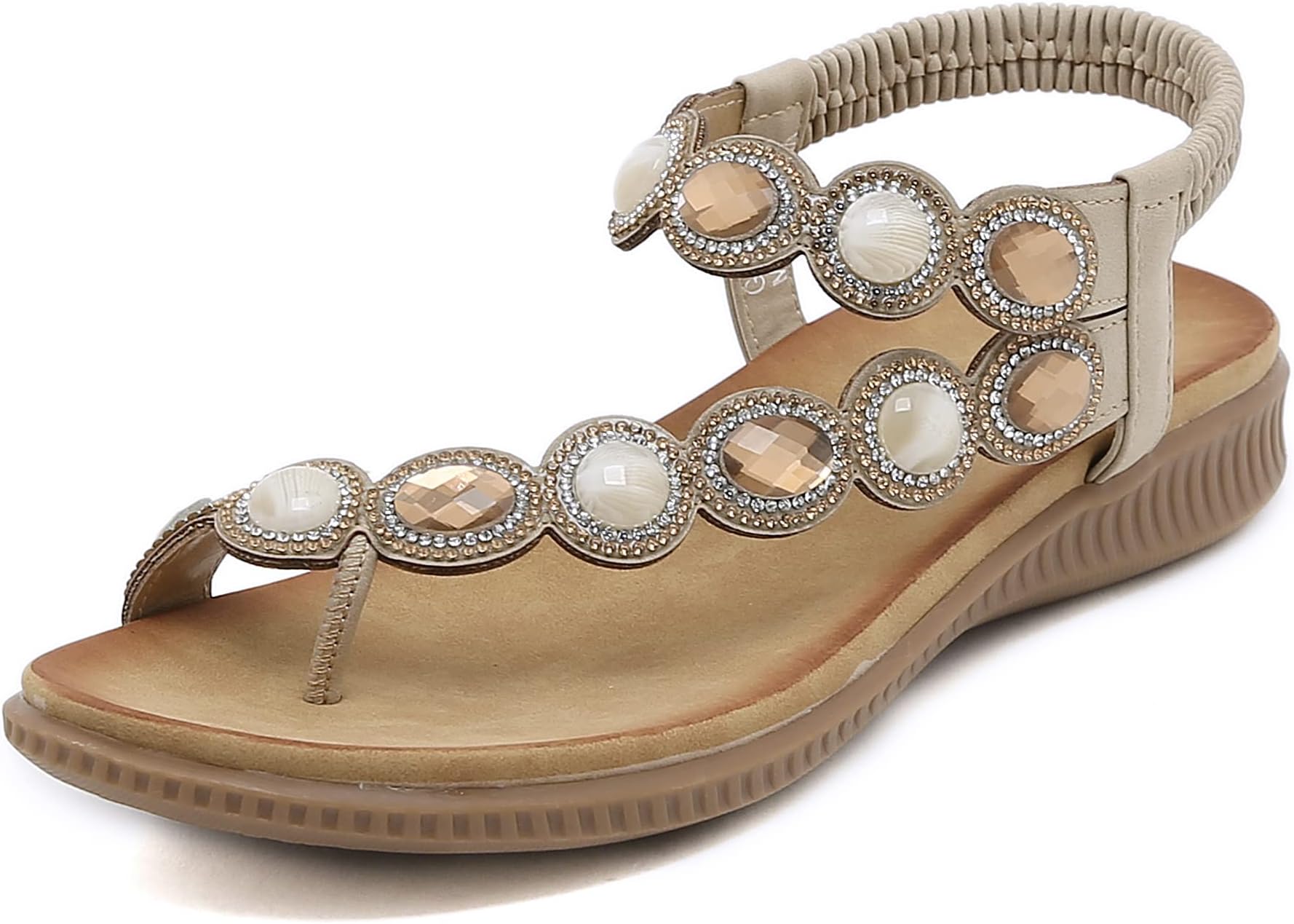 โ Sandals Womens Ladies Flip Flops Summer Flat Leather Sandal Toe Post Bohemian Walking Sandal