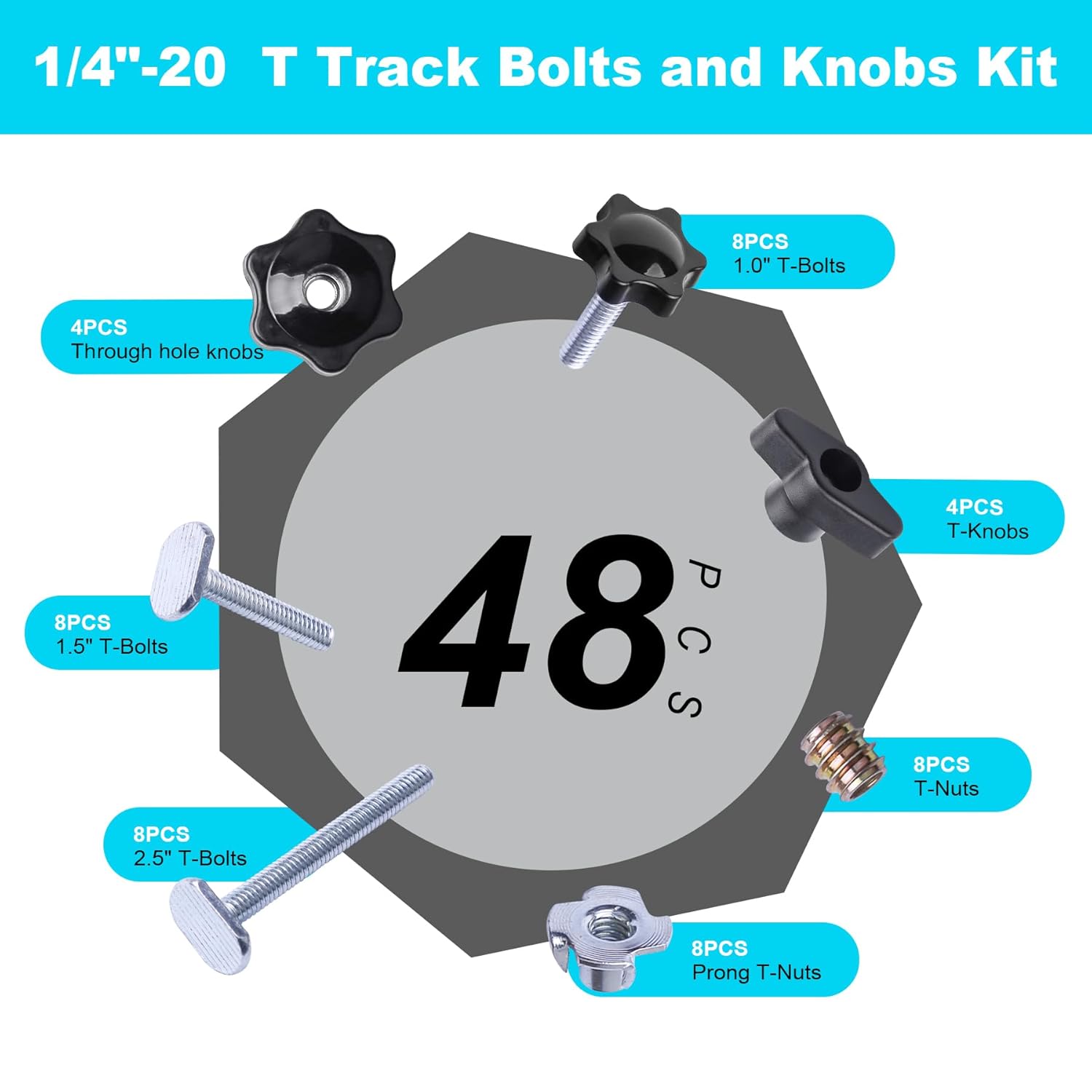 T Track Bolts and Knobs Kit and T Tracks Bundle