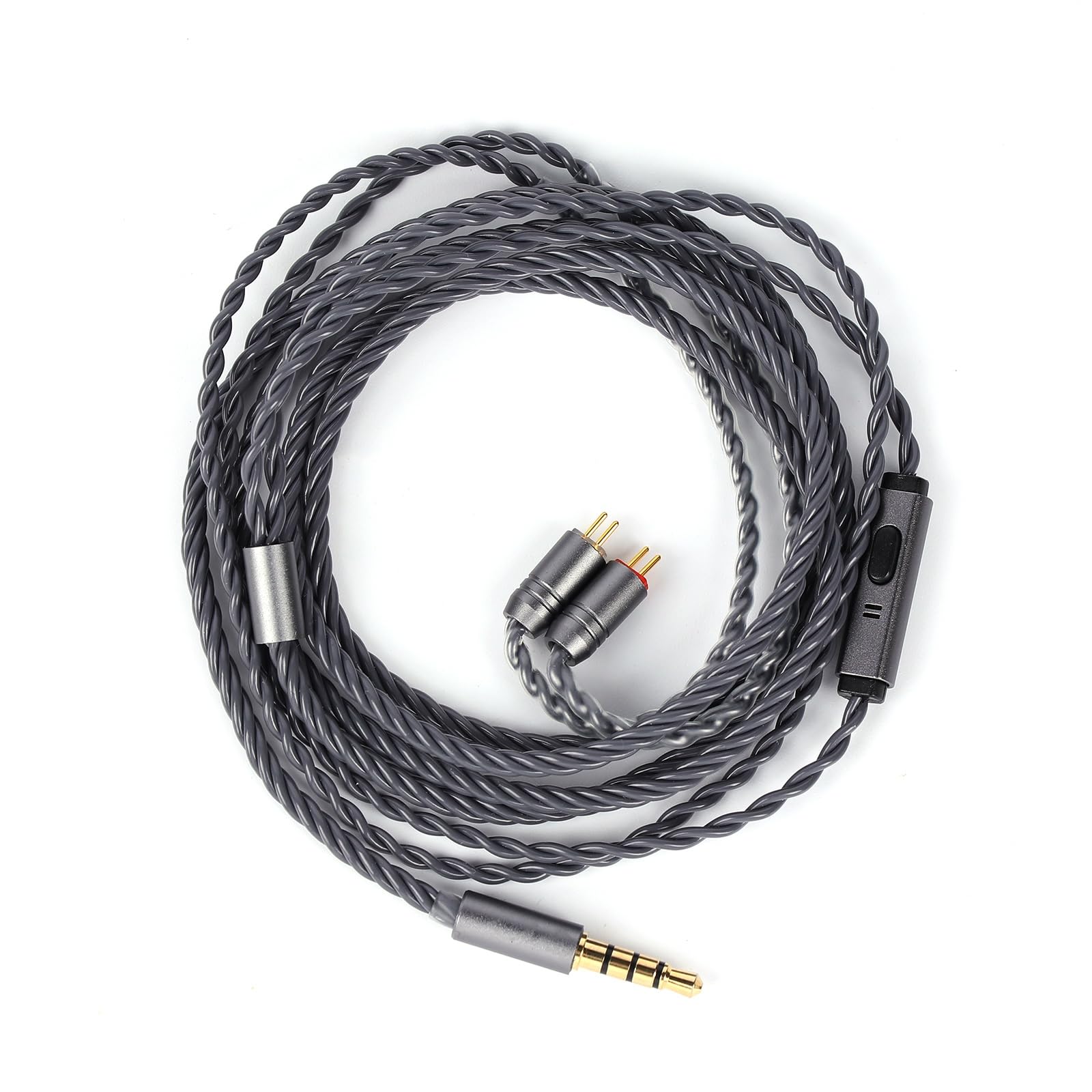 Tripowin Grace - Cable de auriculares desmontable OFC chapado en plata con micrófono, cable de actualización HiFi de 0.78 mm de 2 pines para audiófilos, diseño sin enredos y controles