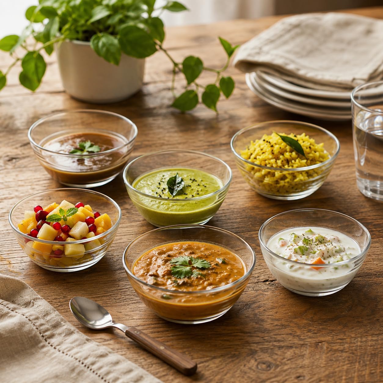 - Gigogne Clear Glass Bowls (Set of 6) - 210ml, Tempered Glass, Perfect for Desserts, Custards, Food, Chutneys, Sambhar, Dal, Curry