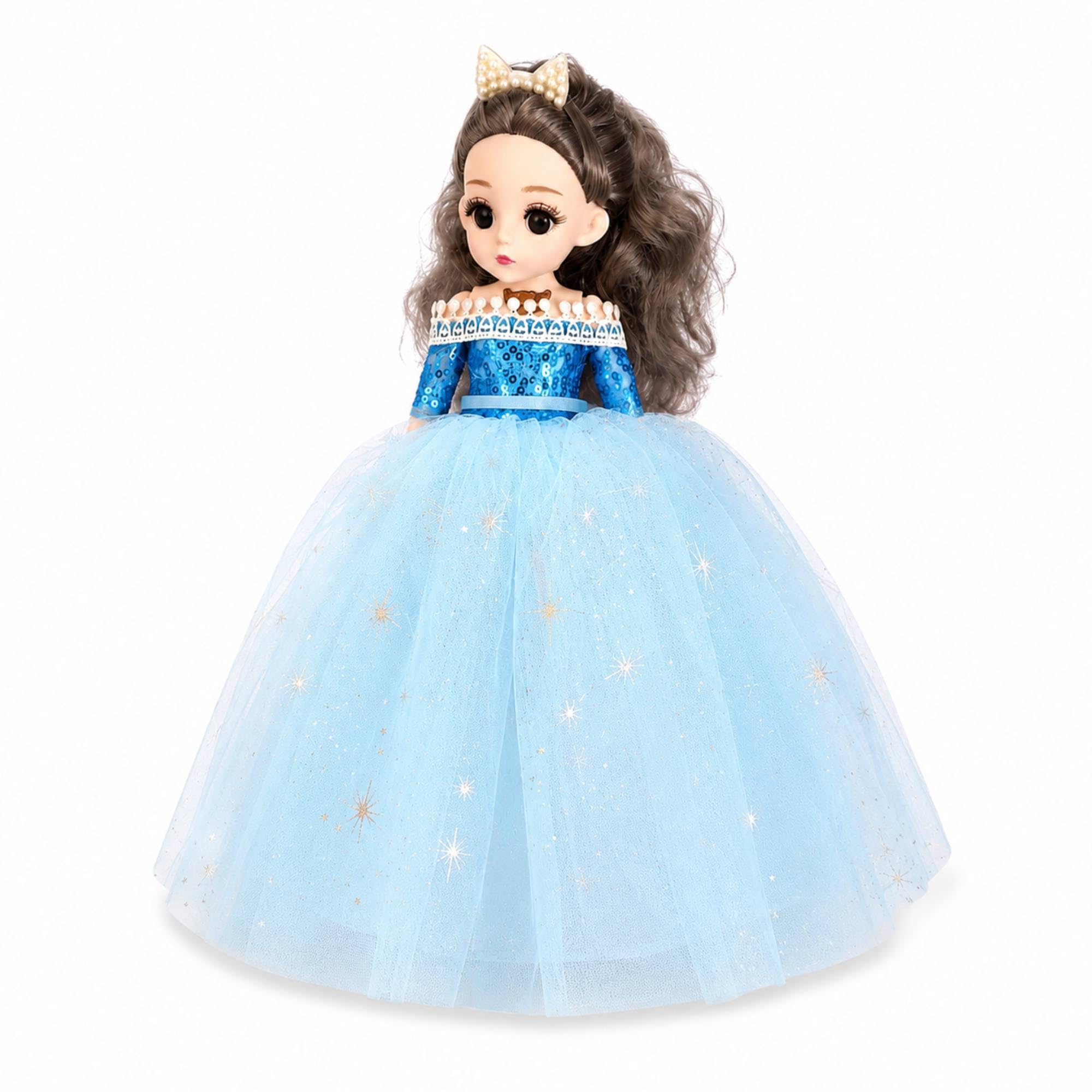 shaktism 11.5 inch led light princess doll keychain for girls | articulated jointed fashion doll with butterfly gown | hanging bag charm, backpack accessory & return gift toy (blue)