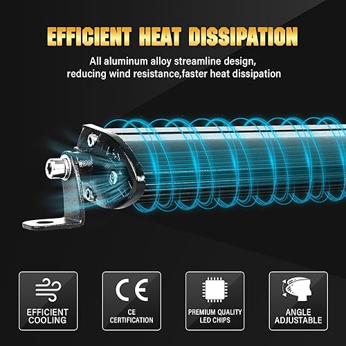 Miniatura 5 de RIGIDON Barra de luz LED ámbar de 20 pulgadas, 90 W, barra de luz delgada de una sola fila, haz combinado de haz combinado de haz impermeable LED de