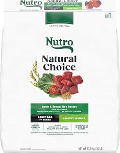 NUTRO Natural Choice Adult Dry Dog Food, Healthy Weight Lamb & Rice Recipe, 13.61kg (30LB) Bag