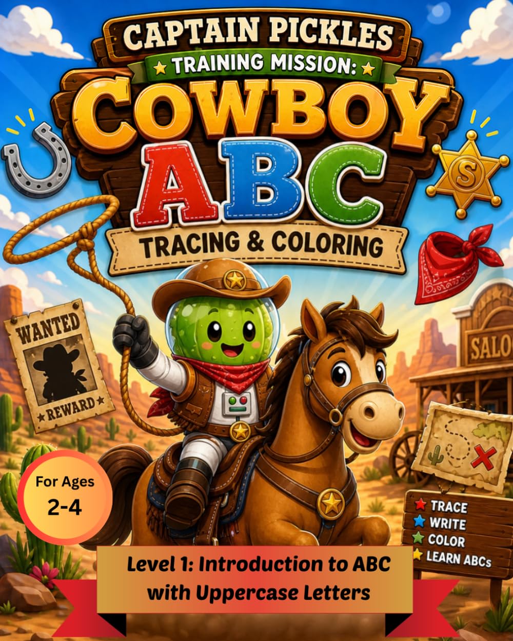 Captain Pickles Training Mission: Cowboy ABC Tracing & Coloring Workbook: Introduction to Learn ABCs, Letter Tracing, Phonics & Early Writing Skills | ... Cowboy Theme (Training Mission Series)
