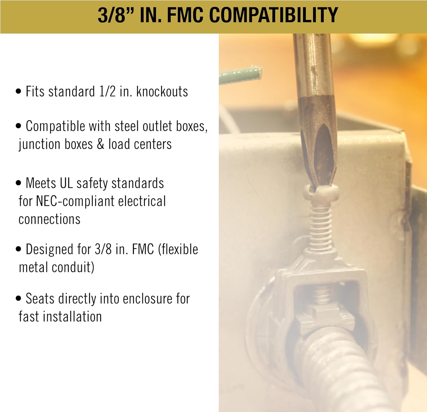Halex – 3/8 Inch Flexible Metal Conduit – FMC – Saddle Connectors – 06703B – 50 Per Pack,Silver