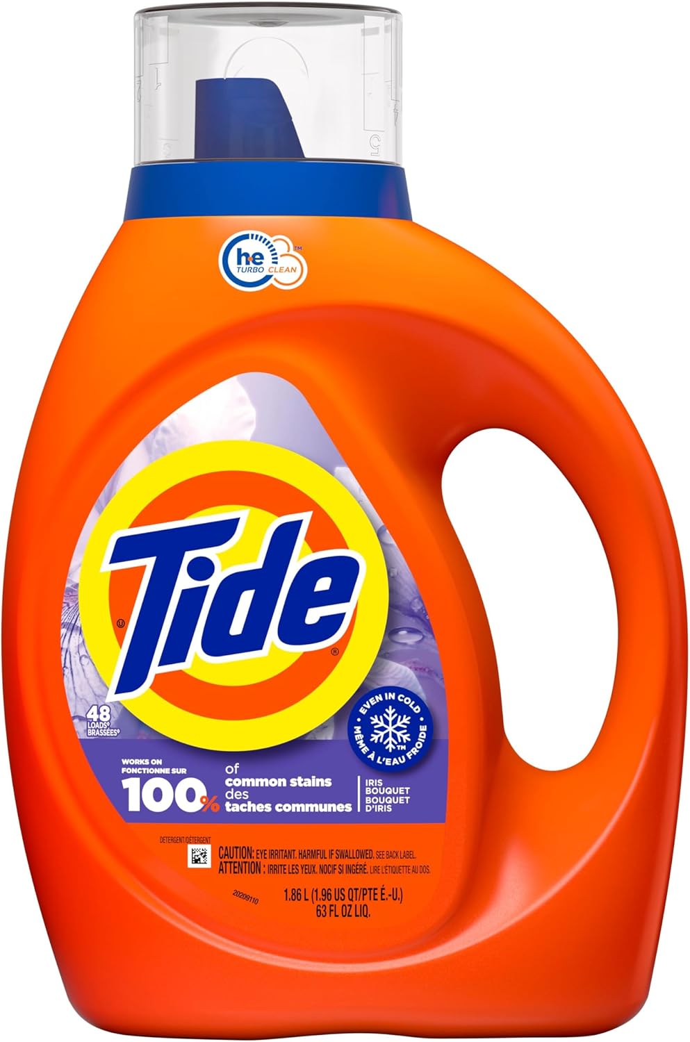 Tide Liquid Laundry Detergent, Iris Bouquet Scent, HE Compatible, Cold Water Clean Liquid Detergent, 1.86 Litres, 48 Loads