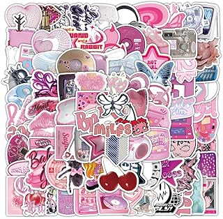 107 PCS Y2K Stickers, Aesthetic Downtown Girls Sticker Pack for Water Bottle, 2000s Cyber Trend Stickers, Waterproof Vinyl Sticker for Laptop Skateboard Party Supplies
