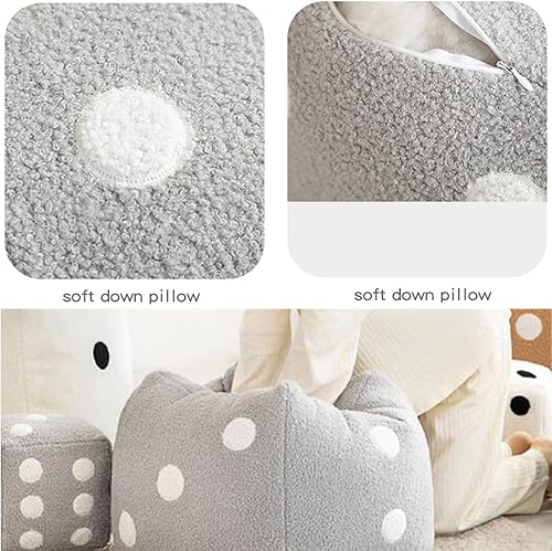 Miniatura 3 de QQXX Puf cuadrado de lana de cordero sintético, taburete de puf suave y mullido con cremallera invisible, taburete reposapiés de dibujos animados