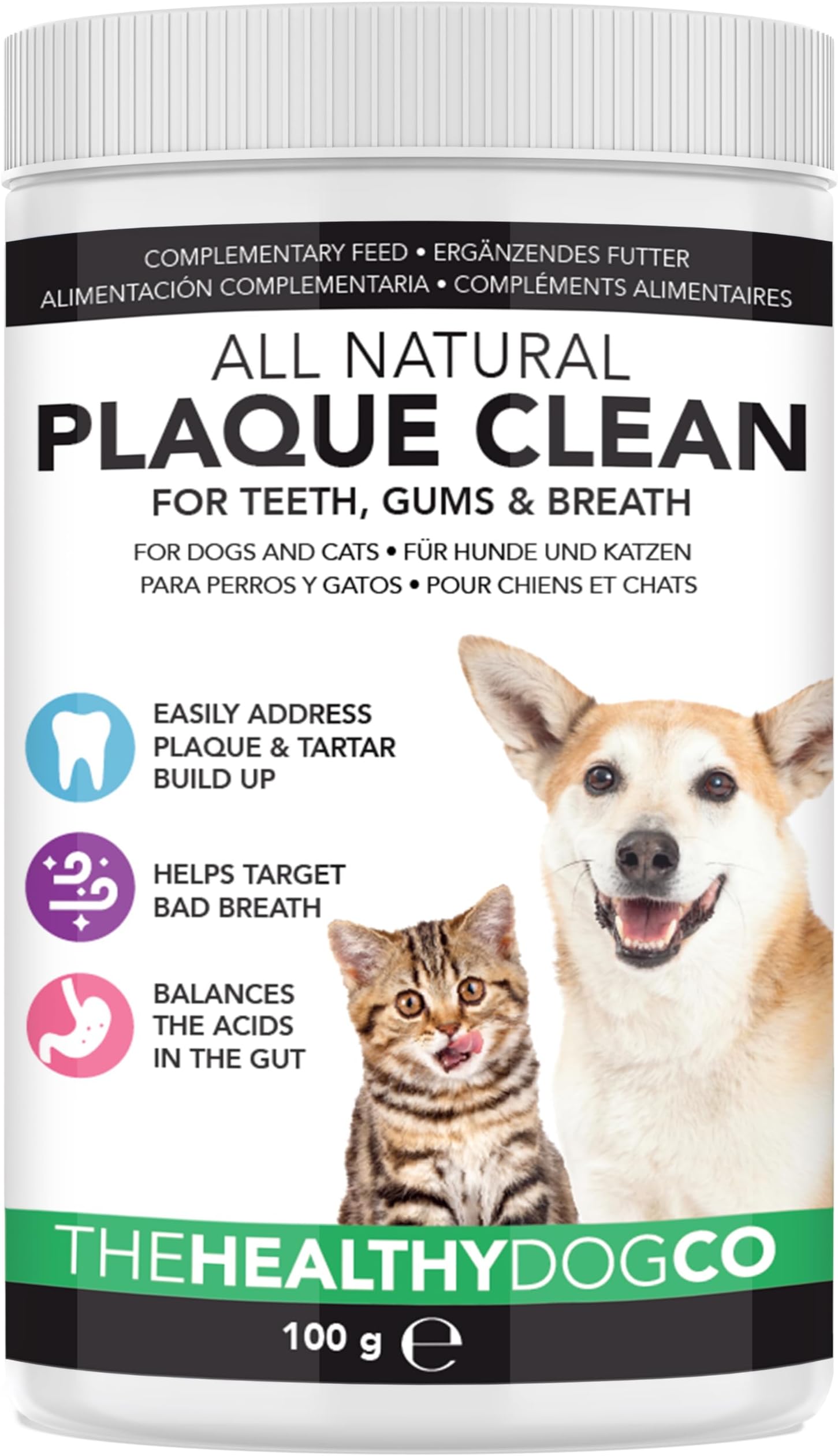 Plaque Off Dogs - Natural Dog Breath Freshener - Reduce Plaque Buildup for Cats - Dog Dental Care Formula - Dog Teeth Cleaning, Easier to Use than Dog Toothpaste - 100g