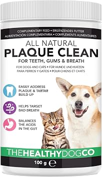 The Healthy Dog Co - Plaque Off Dogs - Natural Dog Breath Freshener - Reduce Plaque Buildup for Cats - Dog Dental Care Formula - Dog Teeth Cleaning, Easier to Use than Dog Toothpaste - 100g