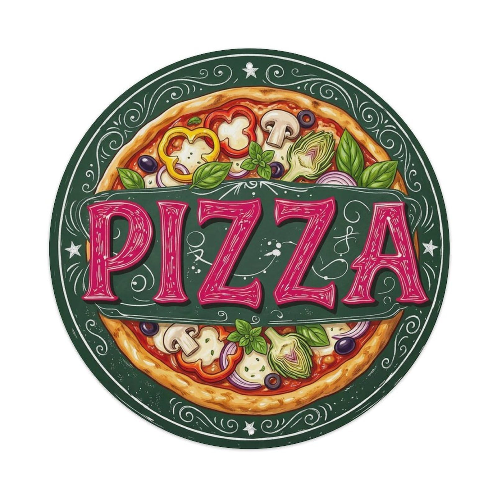 Yrnq 8X8inch Vintage Style Vintage Pizza Vegetarian Cheese Herb Food Decoration Metal Tin Sign