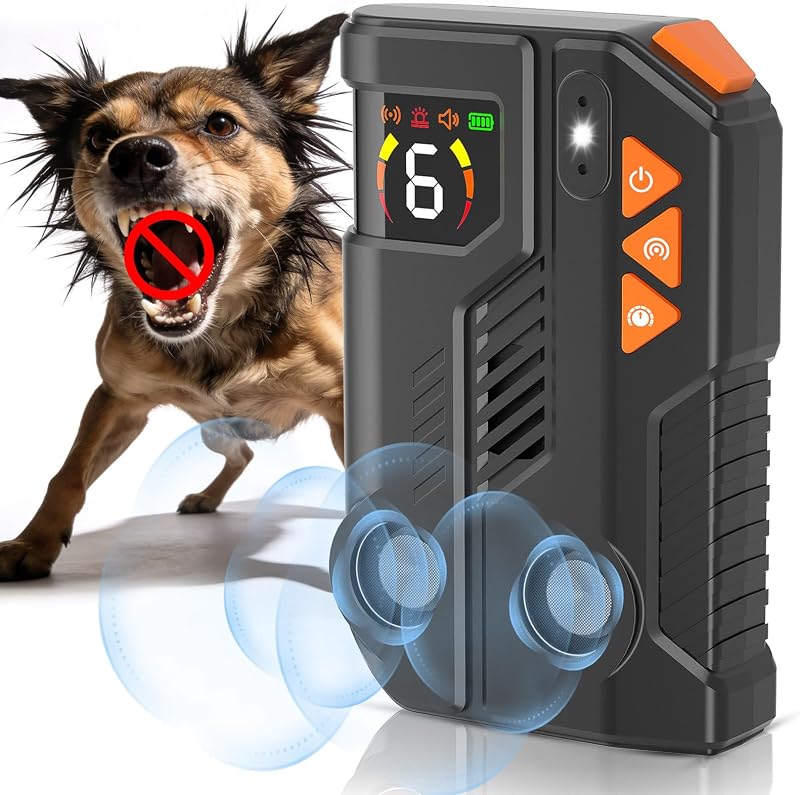 Dog Barking Deterrent Devices, Automatic Anti Barking Device for Dogs with AI Detection, 2 Enhanced Ultrasonic Bark Control Emitters, 4 Adjustable Modes, IPX6 Waterproof Rechargeable Indoor Outdoor