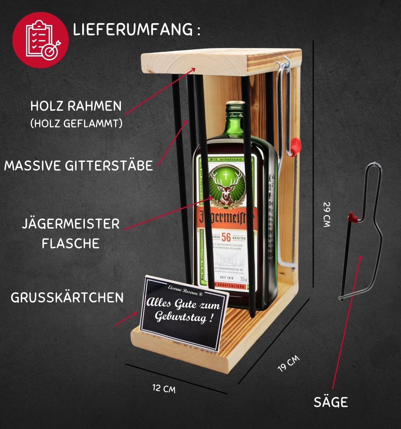 Jägermeister - Geburtstag Geschenke - Eiserne Reserve Black Edition Geschenkidee Kräuterlikör -s- Alles Gute zum Geburtstag Geschenkidee Kräuter Likör (1 x 0.35 l)