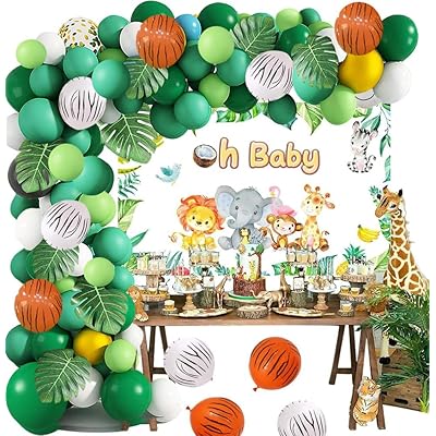 Jungle Safari Baby Shower Decorations Kit with Green Kuwait Ubuy