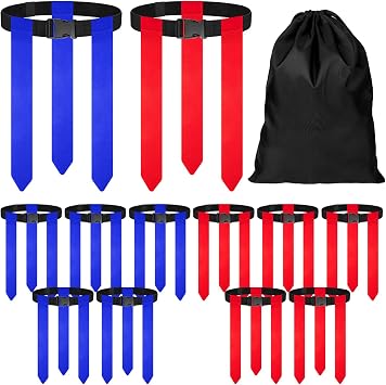 Flag Football Set, 10 Players Adjustable Belts for Kids Teens Adults Team Training Sport Events, 30 Flags