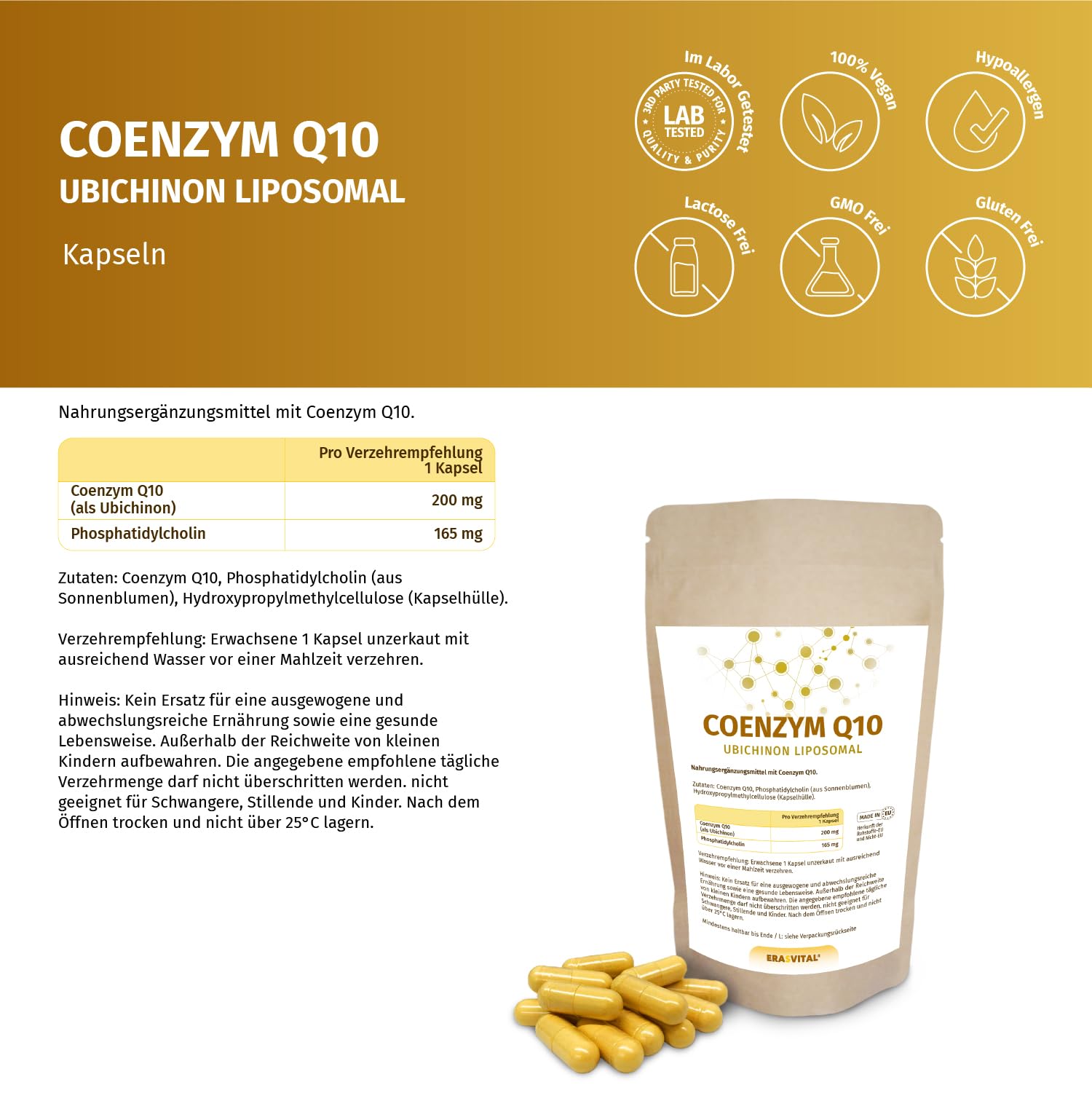 Coenzima Q10 Liposomal 200 mg por cápsula 360 cápsulas 12 meses de existencia