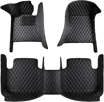 Custom Car Leather Floor Mats for Peugeot 2008 2020-2024, Waterproof Non Slip Full Coverage Floor Liners All Weather Protection Floor Mats Carpet Pads Interior Accessories,A/Black