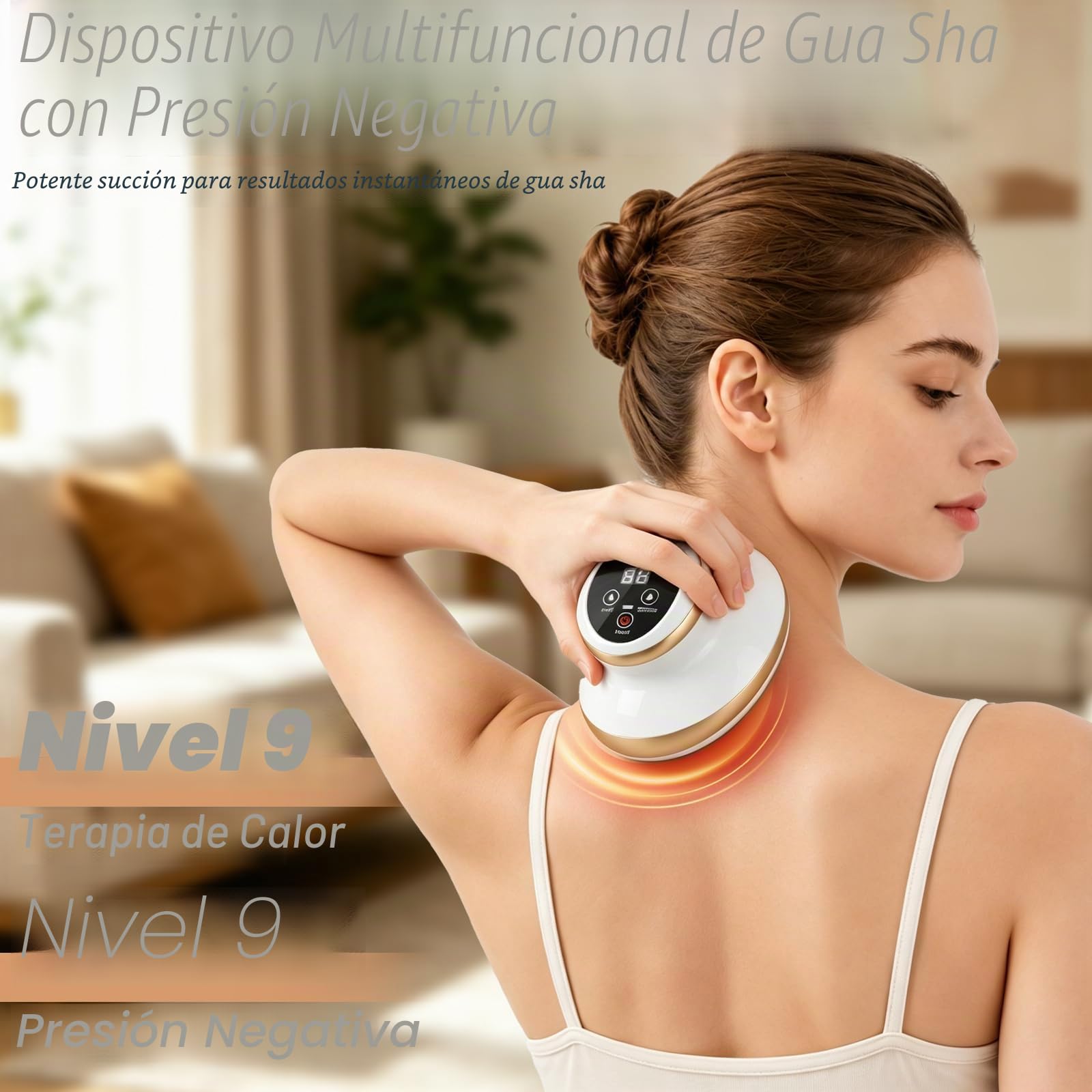 Maquina Celulitis 4 en 1, Masajeador Anticelulítico con Luz Roja y Calor, 9 Modos Vacum Vacuvia, Portátil y Recargable, Masajeador eléctrico GuaSha para Celulitis en Abdomen, Cintura y Brazos
