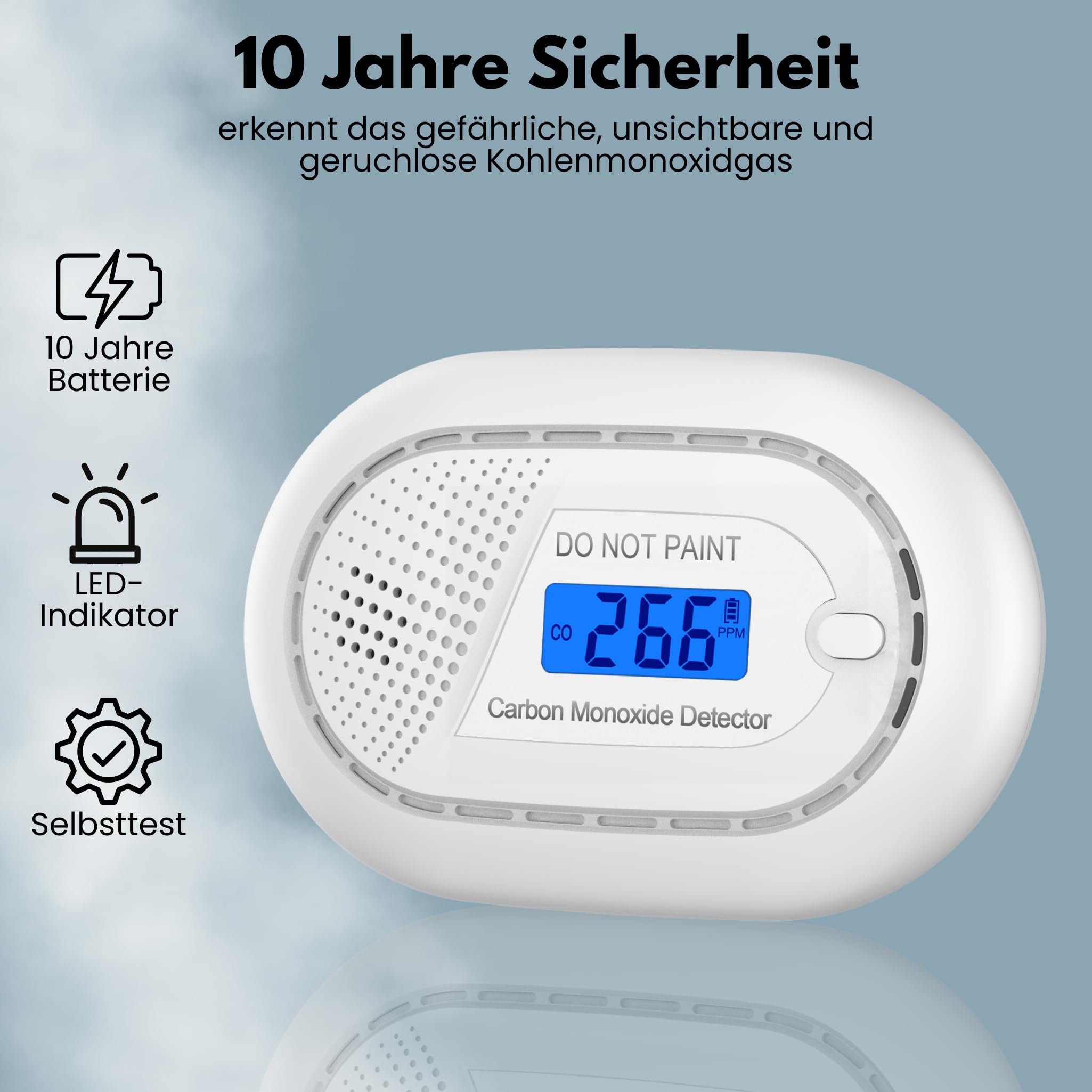Aroha Smart Connect Kohlenmonoxid Melder WLAN - 10 Jahre Batterie - Smart CO Melder Vernetzt mit App Tuya & Smartlife - CO Gaswarner - 2 Set