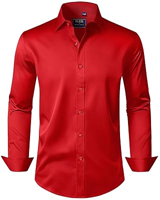 J.VER Men's Dress Shirts Solid Long Sleeve Stretch Wrinkle-Free Formal Shirt Business Casual Button Down Shirts