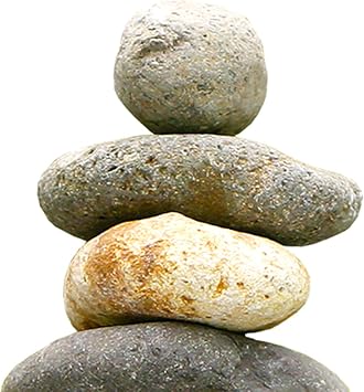 Ancient Graffiti Seven Stone Cairn, 10 H, Pack of 2 Handcrafted River Rock Stacked Stone Sculptures, Natural Garden Statues & Outdoor Decorative Yard Art