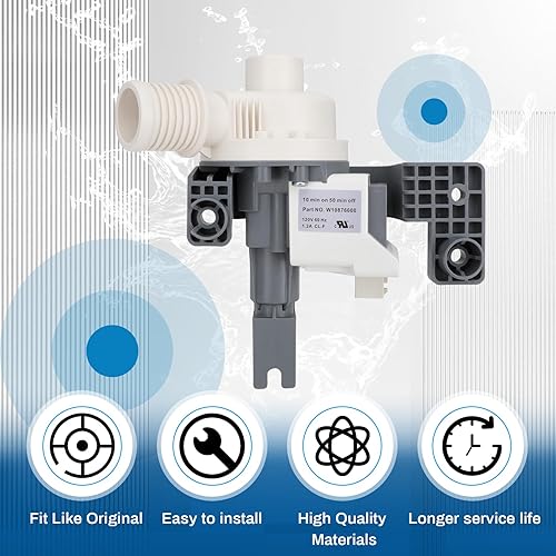 Miniatura 4 de Bomba de drenaje de lavadora W10876600 mejorada, bomba de drenaje de lavadora W107277777 reemplaza W10876600VP AP6004933 PS11738156, B25-3A04
