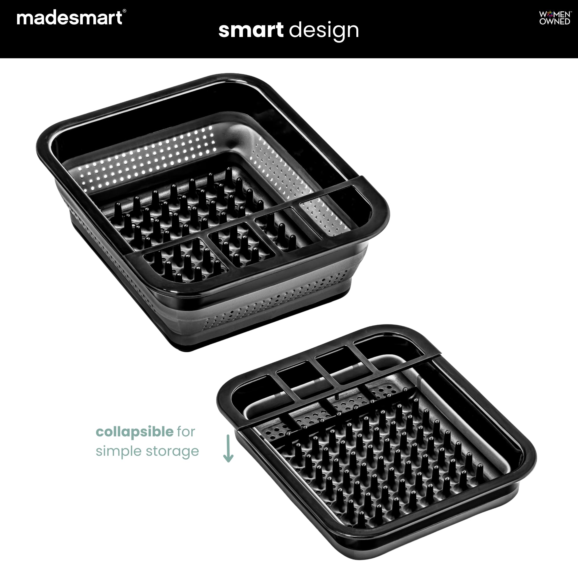 madesmart Escurridor Plegable para Platos, Carbono/Carbono