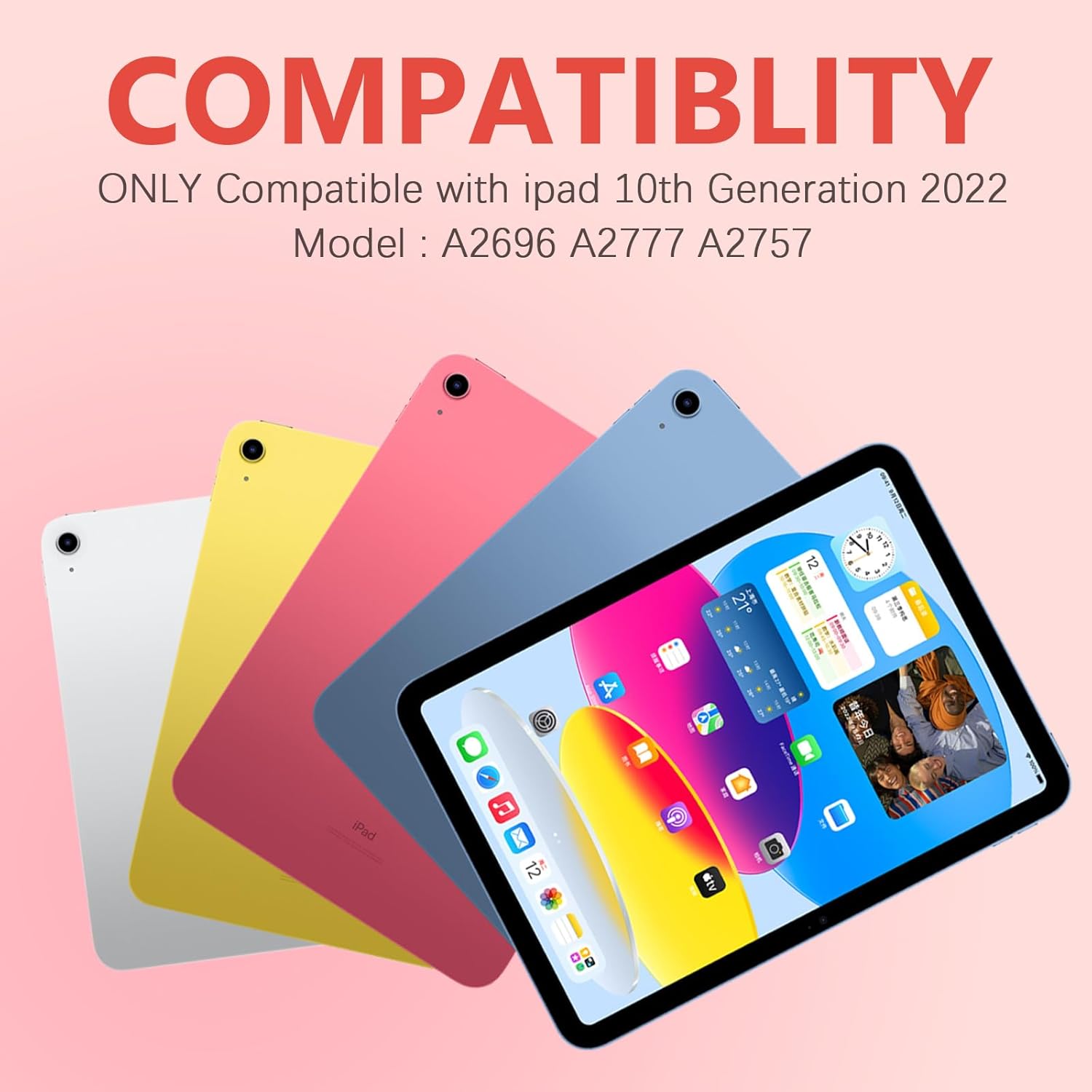 FUWANG Keyboard Case for iPad 10th Generation Case with Keyboard 10.9 inch 2022 Bundle with Wireless Mouse,Rechargeable LED Wireless Bluetooth Mouse