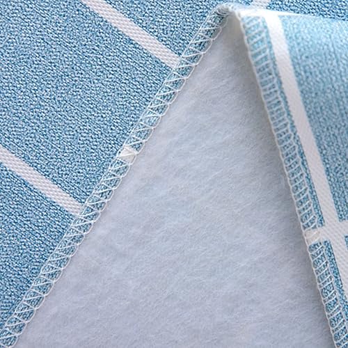 Vista 4 de Mantel rectangular de vinilo de 52 x 70 pulgadas con reverso de franela, mantel para el día de San Valentín, mantel de hule 100% impermeable Azul