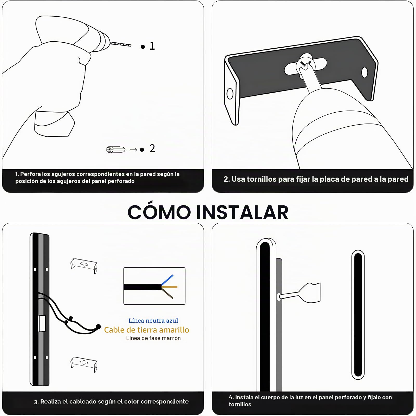120CM/25W Aplique Pared Exterio LED con Control Remoto | Regulable 10%-100%,3000K-6000K Lampara de pared Largo Impermeable Exterio para Villa Jardines Terrazas Balcón,Negro,110-240V