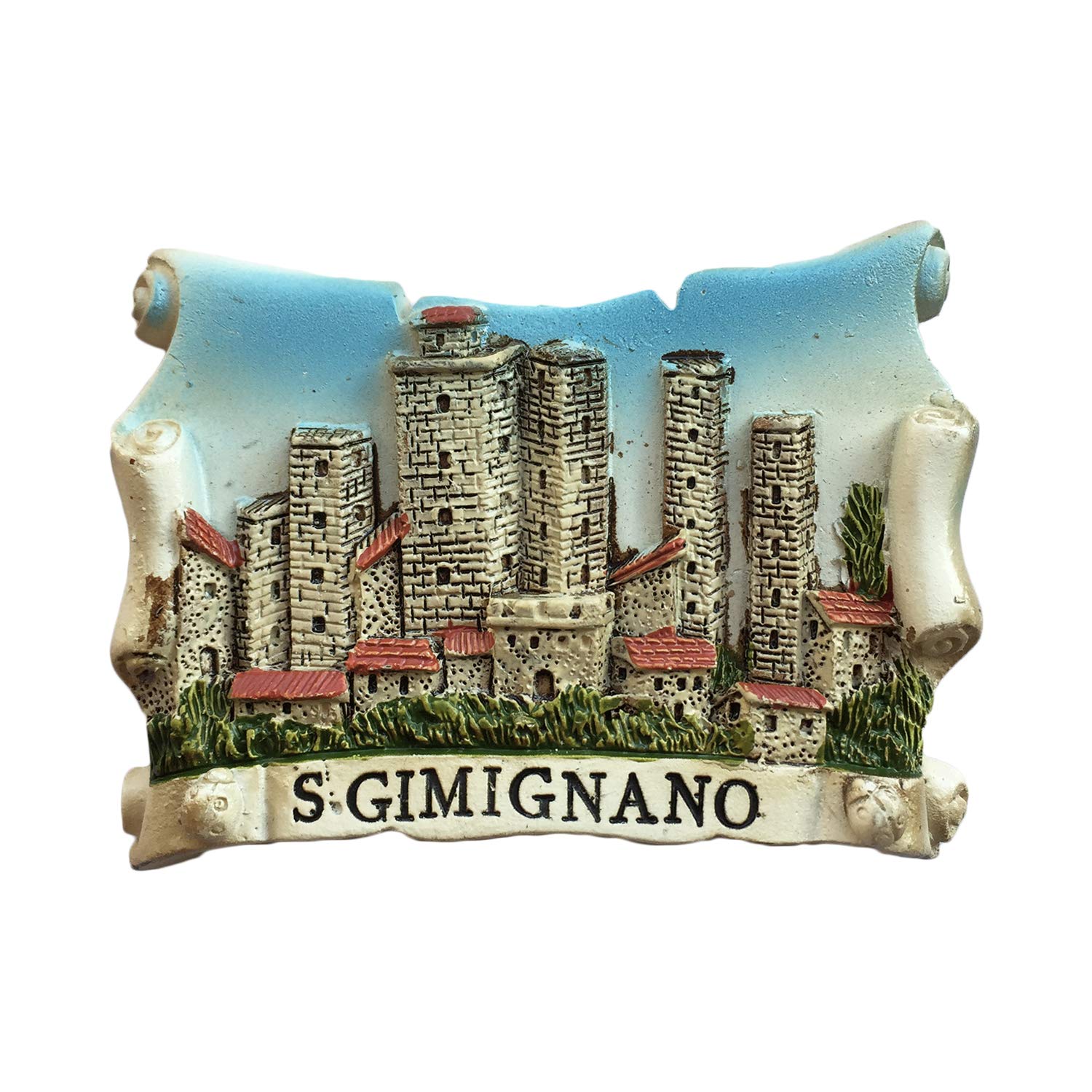 Magnete Frigorifero 3D Wedare: San Gimignano, Siena Italia, Souvenir In Resina 8x6 Cm, Decorazione Da Viaggio