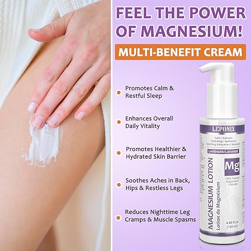 Miniatura 5 de Loción de magnesio para el sueño y la recuperación muscular, loción tópica calmante de magnesio para calambres en las piernas, comodidad en las